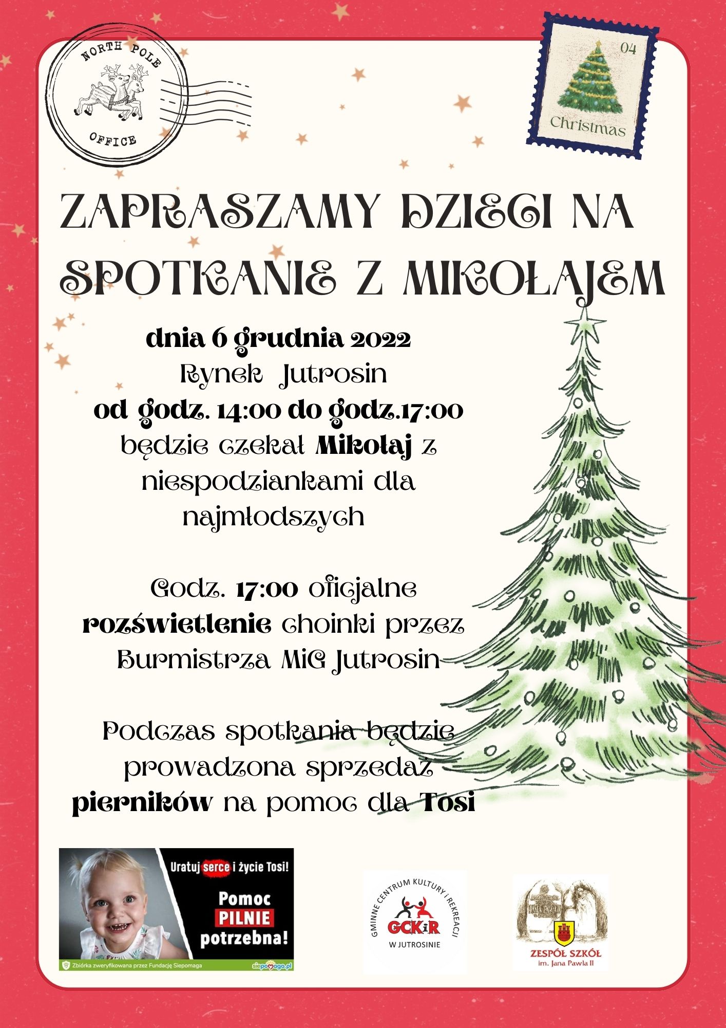 Plakat zapraszający na spotkanie z Mikołajem