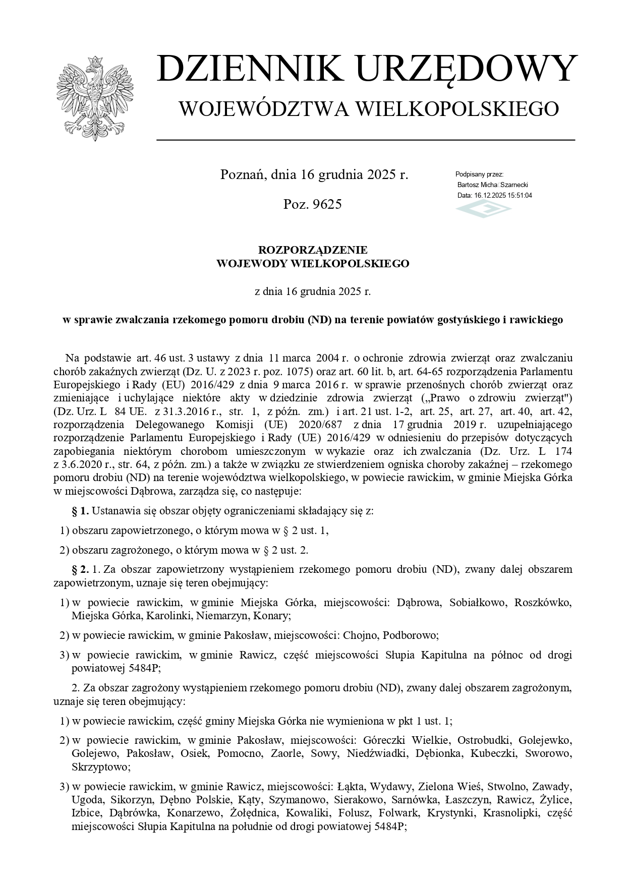 Plakat informujący o pomorze